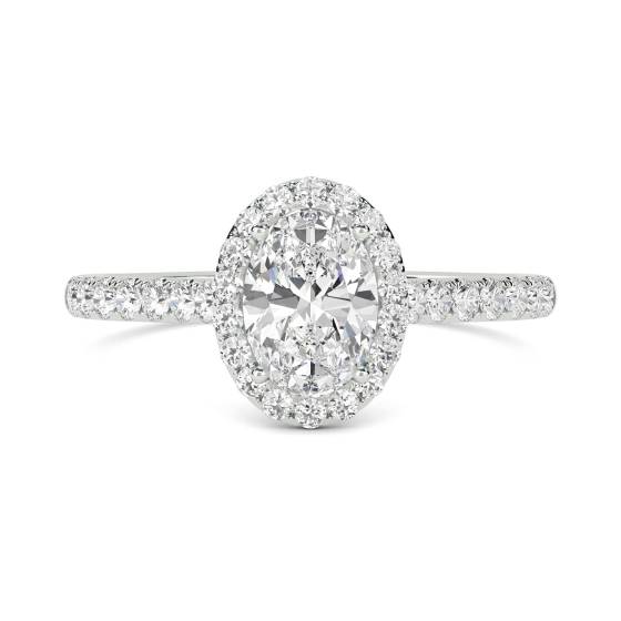 Oval Diamond Single Halo Shoulder Set Ring
