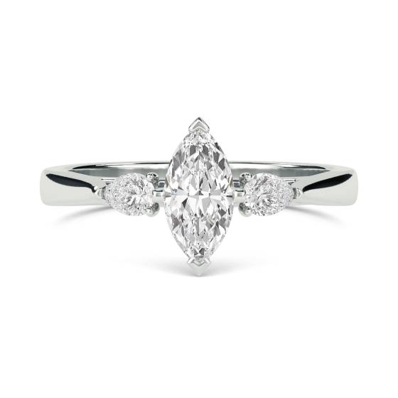Unique Marquise and Pear Diamond Trilogy Ring