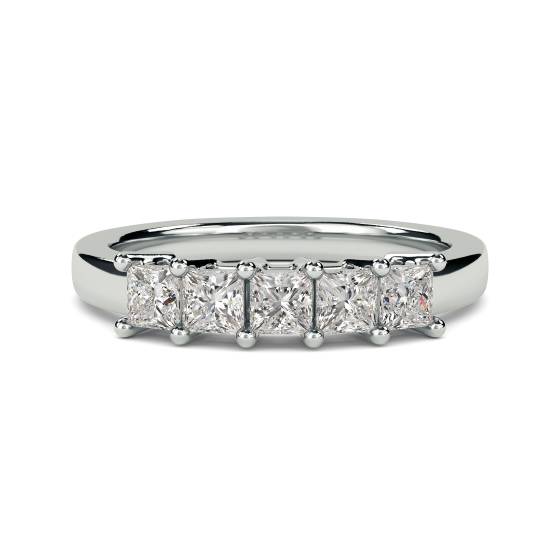 5 Stone Princess Diamond Half Eternity Ring