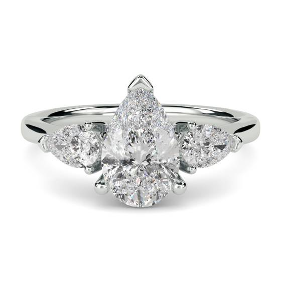 Elegant Pear Diamond Trilogy Ring