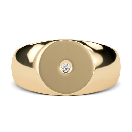 Round Diamond Gents Oval Signet Ring