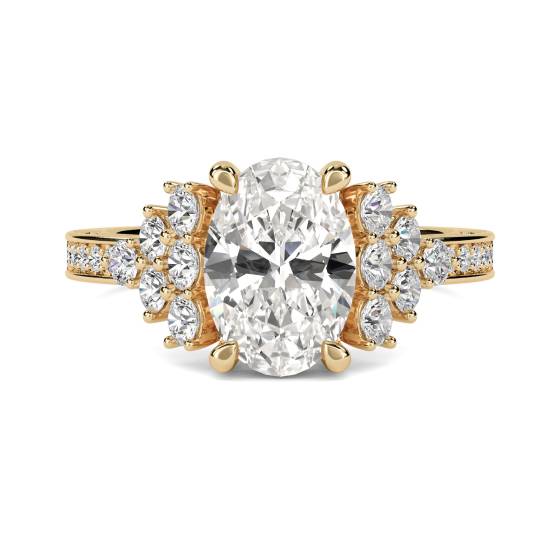 Oval and Round Diamond Vintage Ring
