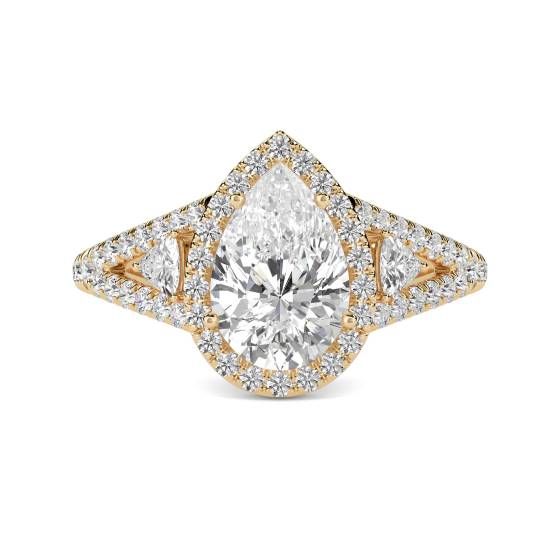 Pear Diamond Split Shoulder Set Ring