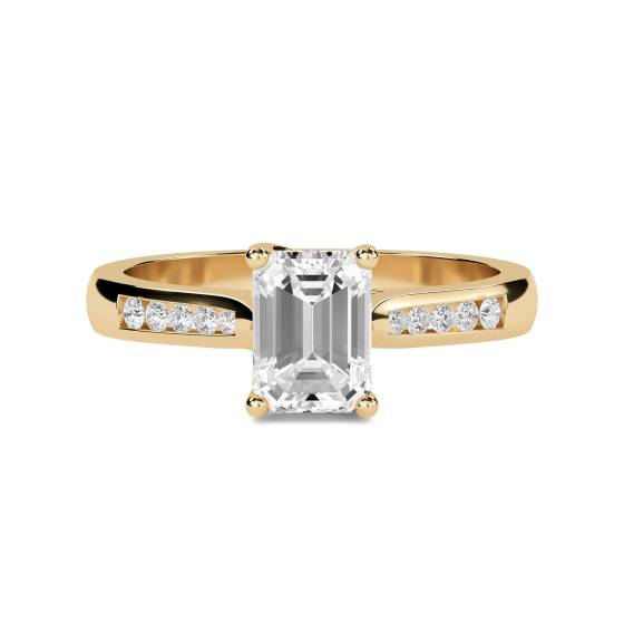 Emerald Diamond Shoulder Set Ring