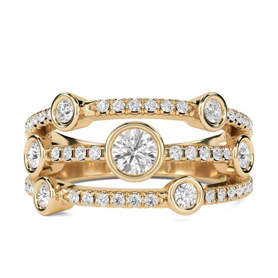 3 Row Round Diamond Bubble Dress Ring