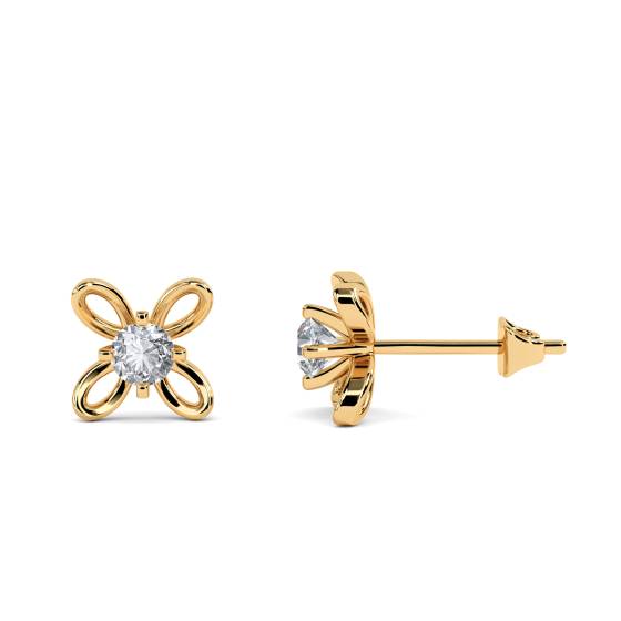 Round Flower Diamond Designer Earrings