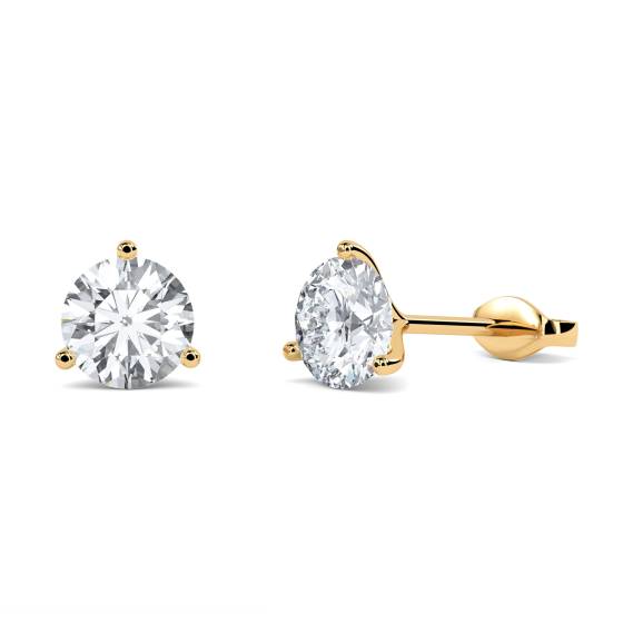 3 Claw Round Diamond Stud Earrings