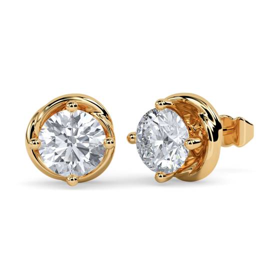 Love Knot Round Diamond Stud Earrings