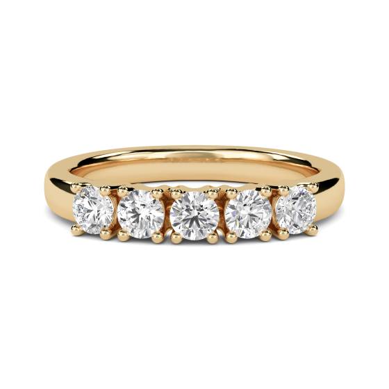 5 Stone Round Diamond Half Eternity Ring