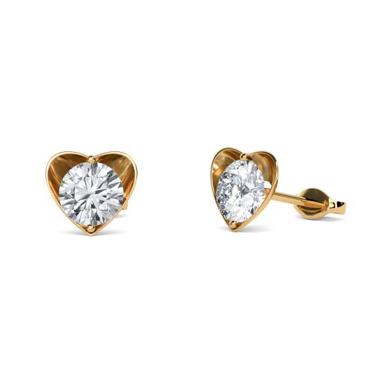 Round Diamond Heart Shaped Earrings