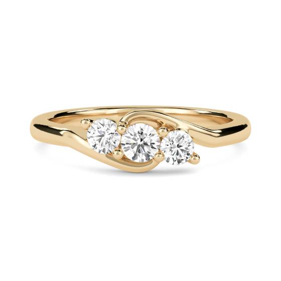 Modern Round Diamond Trilogy Ring