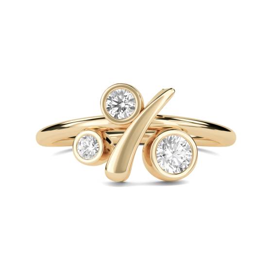 Unique Round Diamond Bezel Set Bubble Dress Ring