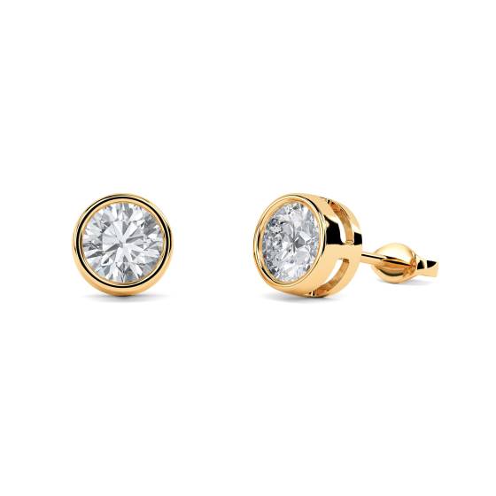 Round Diamond Bezel Set Designer Earrings