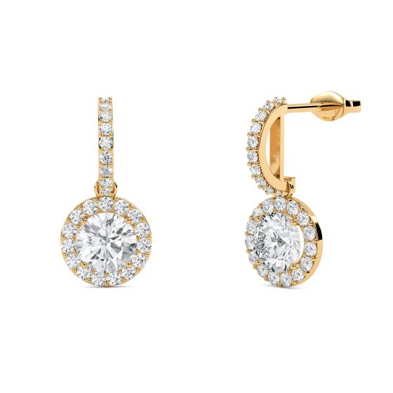 Elegant Round Diamond Single Halo Earrings