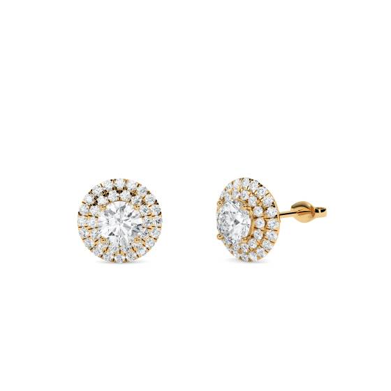 Round Diamond Double Halo Earrings