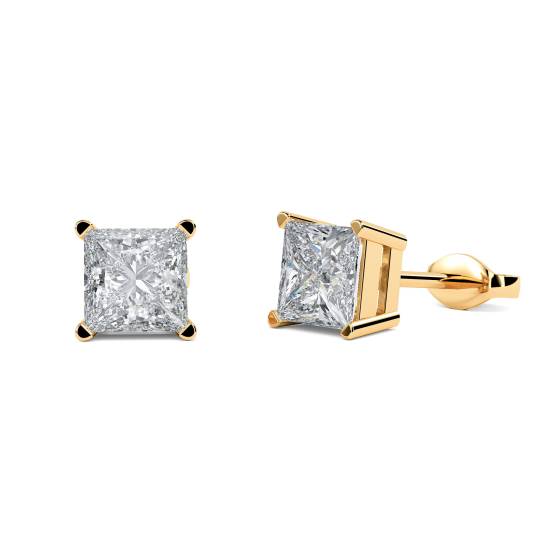 Traditional Princess Diamond Stud Earrings