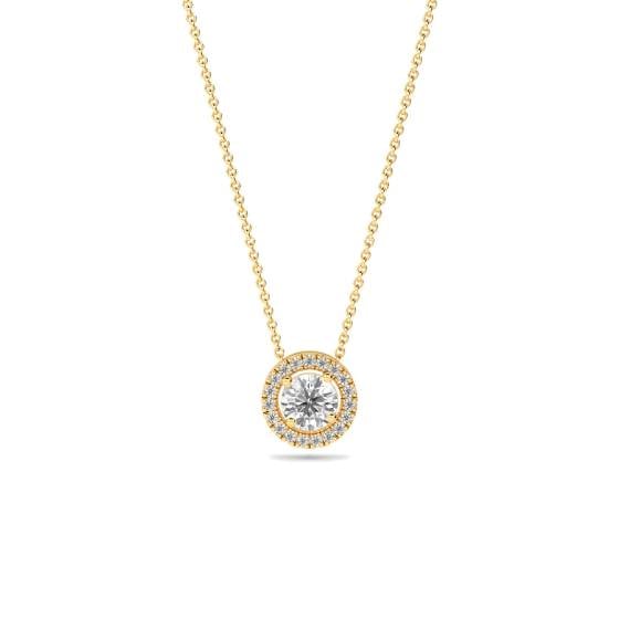 Round Diamond Single Halo Pendant