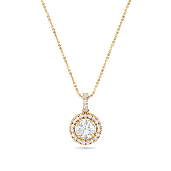 0.85ct Round Diamond Single Halo Pendant