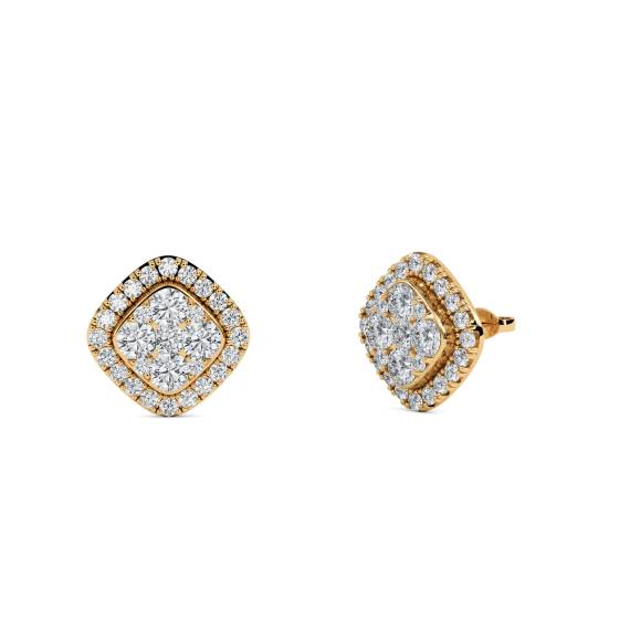 Unique Round Diamond Cluster Earrings