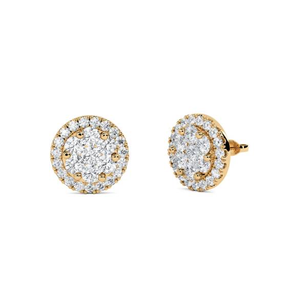 Classic Round Diamond Cluster Earrings