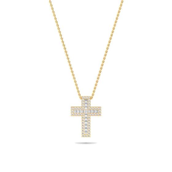 2.30ct Classic Round and Baguette Diamond Cross Pendant