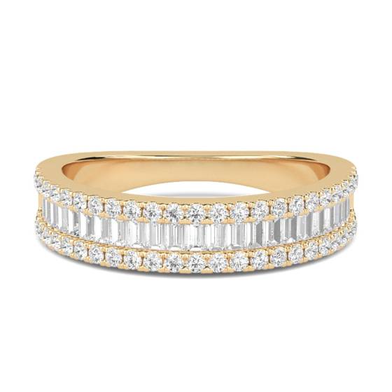 1.10ct Round and Baguette Diamond Multi Row Dress Ring