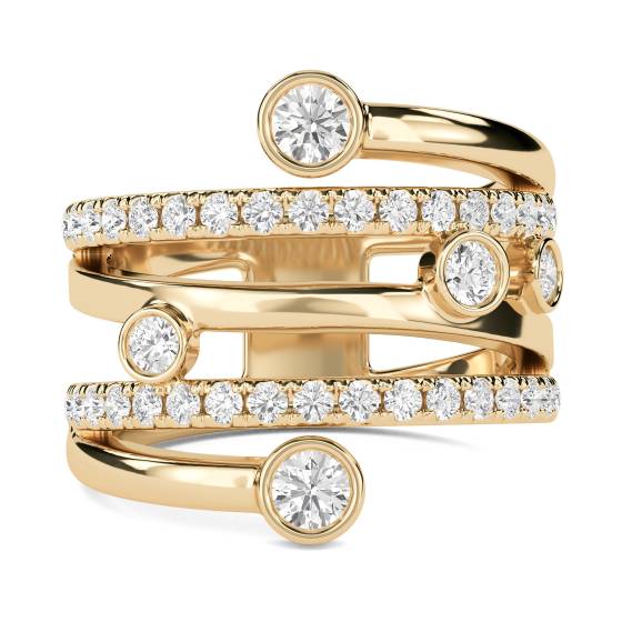 0.60ct Elegant Swirl Round Diamond Bezel Set Dress Ring