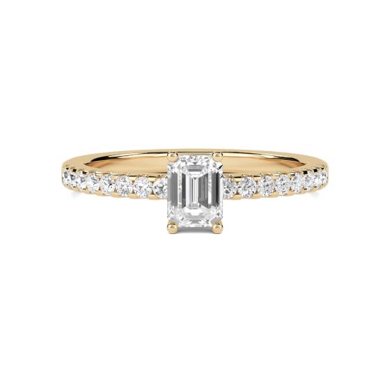 Emerald Diamond Shoulder Set Ring