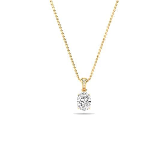 Modern Oval and Round Diamond Pendant
