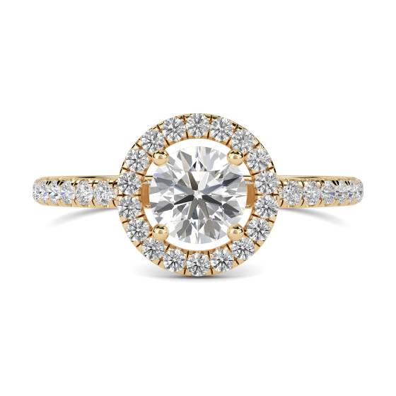 Round Diamond Single Halo Shoulder Set Ring