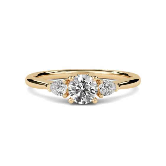 Round and Pear Diamond Trilogy Ring