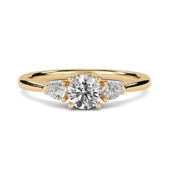 Round and Pear Diamond Trilogy Ring