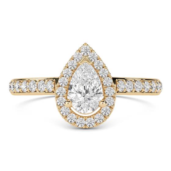Pear Diamond Single Halo Shoulder Set Ring