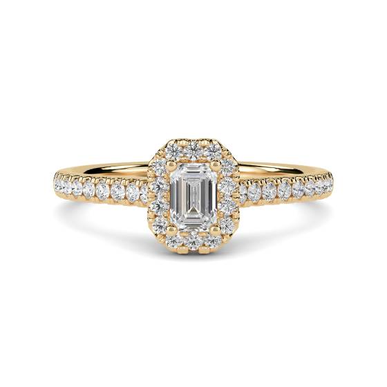 Emerald and Round Diamond Cluster Ring