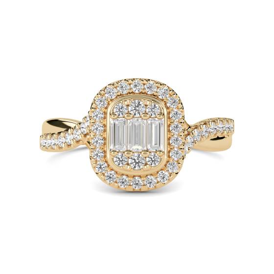 Baguette and Round Diamond Cluster Ring