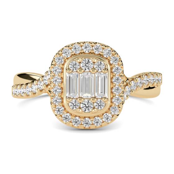 Baguette and Round Diamond Cluster Ring