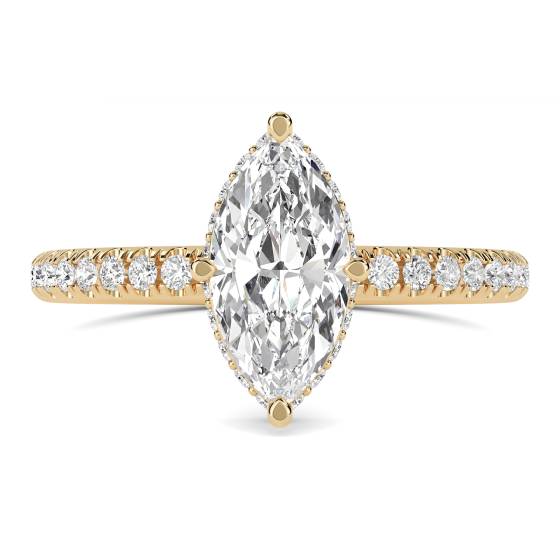 Marquise Diamond Hidden Halo Shoulder Set Ring