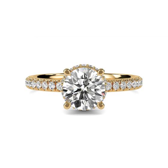 Round Diamond Low Set Hidden Halo Shoulder Set Ring