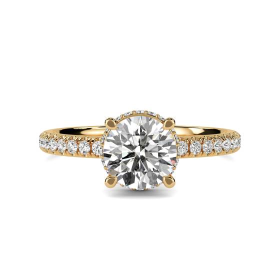 Round Diamond Low Set Hidden Halo Shoulder Set Ring