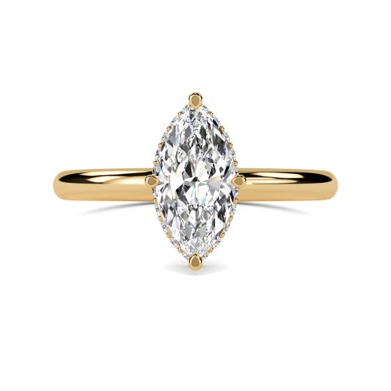 Marquise Diamond Low Set Hidden Halo Ring