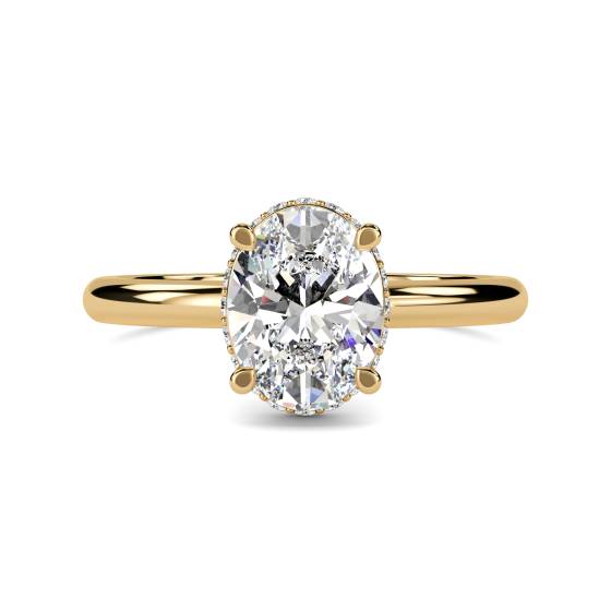Oval Diamond Low Set Hidden Halo Ring
