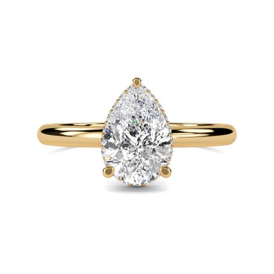 Pear Diamond Low Set Hidden Halo Ring