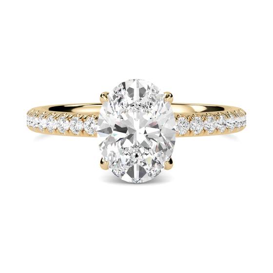 Oval Diamond High Set Hidden Halo Shoulder Set Ring