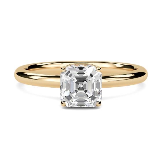 Asscher Diamond Hidden Halo Ring