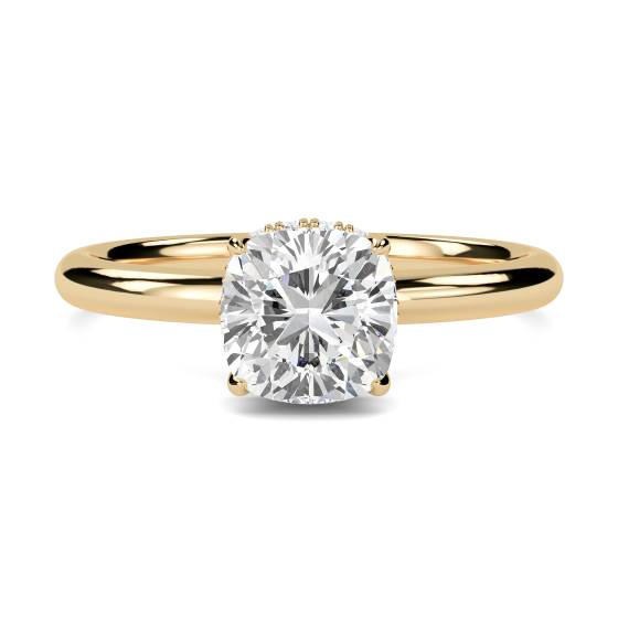 Cushion Diamond Hidden Halo Ring