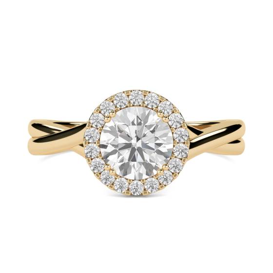 Twist Round Diamond Single Halo Ring