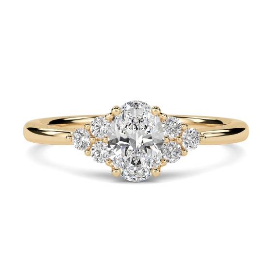 Oval Diamond Side Stone Cluster Ring