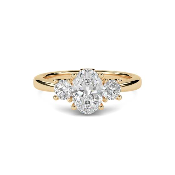 Oval and Round Diamond Trilogy Ring