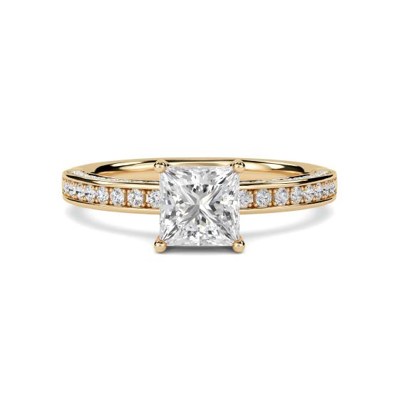 Unique Princess and Round Diamond Engagement Ring