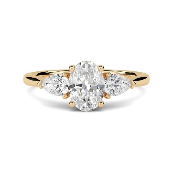 Traditional Oval and Pear Diamond Trilogy Ring